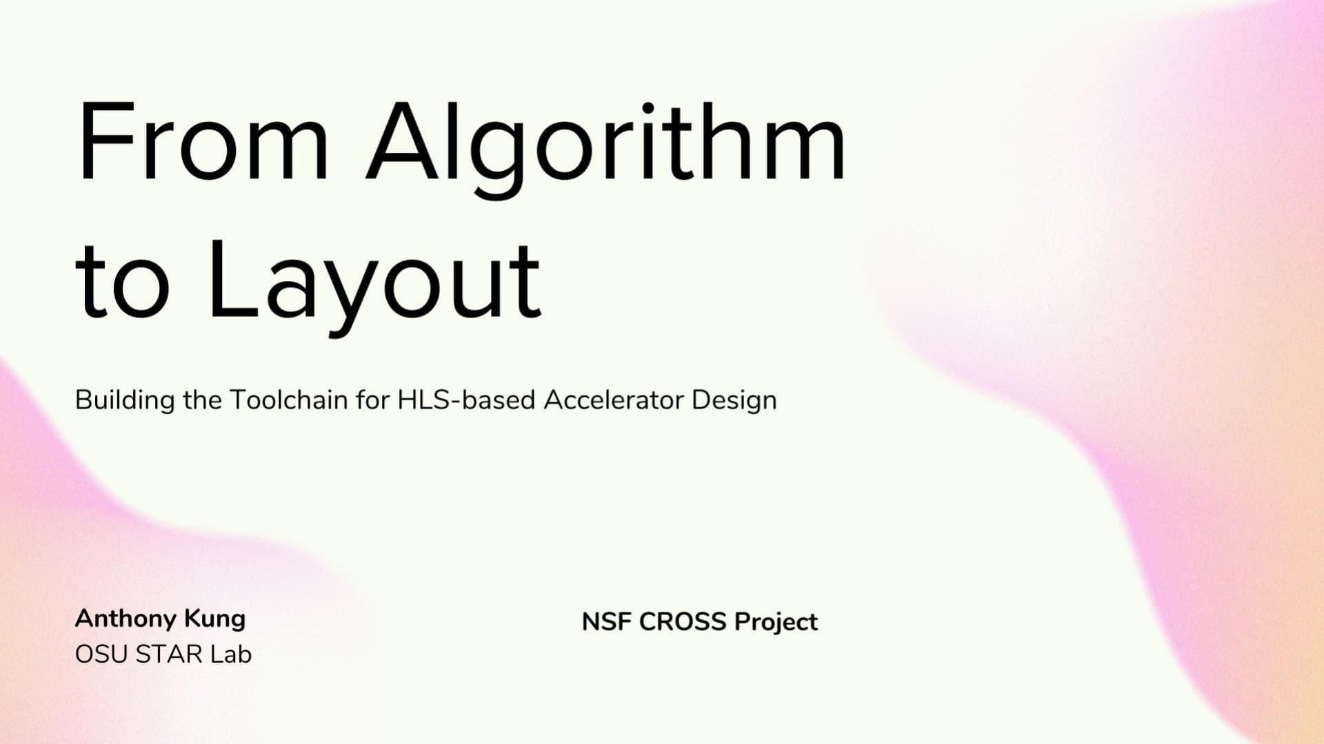 From Algorithm to Layout. Original 2025 NSF CROSS Project presentation slide.