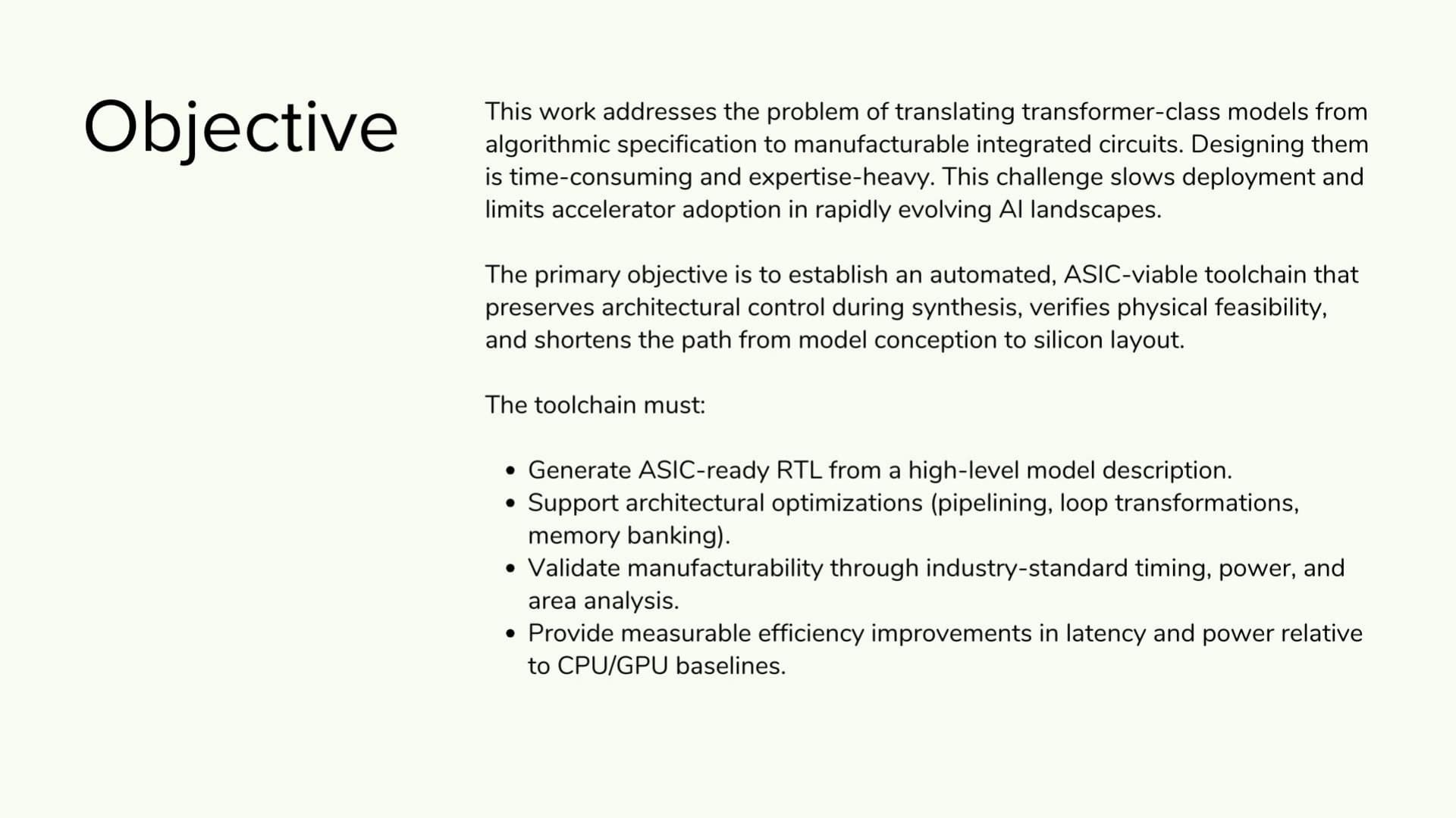 Objective. Original 2025 NSF CROSS Project presentation slide.