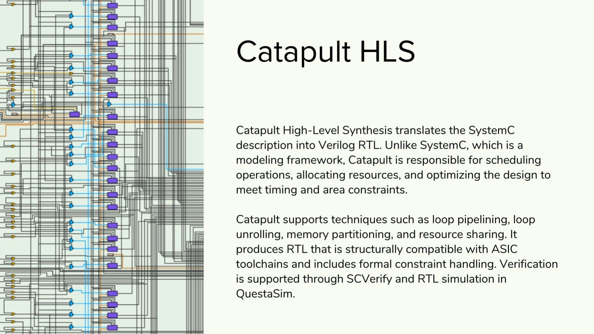 Catapult HLS. Original 2025 NSF CROSS Project presentation slide.